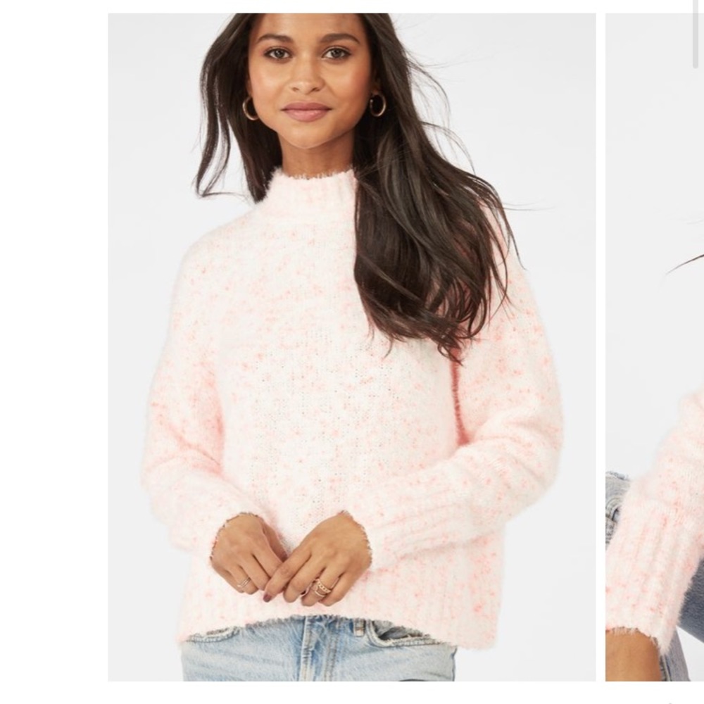 Just Fab pink speckled fuzzy dolman sweater